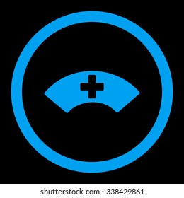 Medical Visor vector icon. Style is flat rounded symbol, blue color, rounded angles, black background.