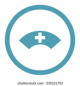 Medical Visor vector icon. Style is flat rounded symbol, cyan color, rounded angles, white background.