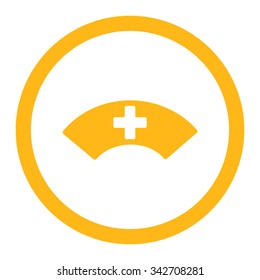 Medical Visor vector icon. Style is flat rounded symbol, yellow color, rounded angles, white background.