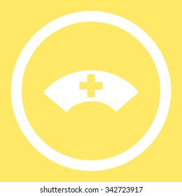 Medical Visor vector icon. Style is flat rounded symbol, white color, rounded angles, yellow background.