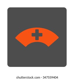 Medical Visor vector icon. Style is flat rounded square silver button with red symbol, white background.