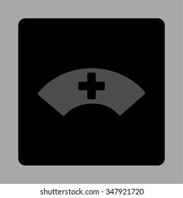 Medical Visor vector icon. Style is flat rounded square button, gray and black colors, silver background.