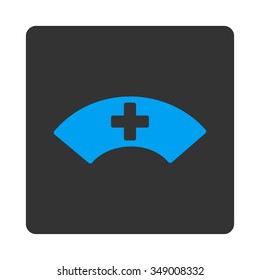 Medical Visor vector icon. Style is flat rounded square button, blue and gray colors, white background.