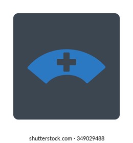 Medical Visor vector icon. Style is flat rounded square button, smooth blue colors, white background.