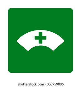 Medical Visor vector icon. Style is flat rounded square button, white and green colors, white background.