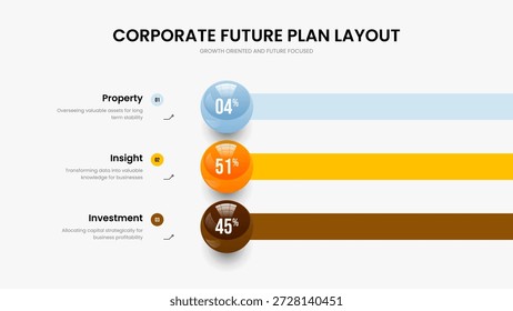 Medical Visualization 3 Option Infographic Presentation Template. Farbenfrohe Kampagne Drei Elemente Diagramm Dia-Design. Elegante Übersicht Diashow Layout Vektorgrafik.