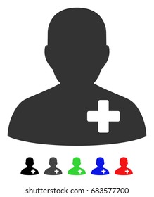 Medical Volunteer flat vector illustration with colored versions. Color medical volunteer icon variants with black, gray, green, blue, red.