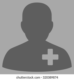Medical Volunteer vector icon. Style is flat symbol, dark gray color, rounded angles, silver background.