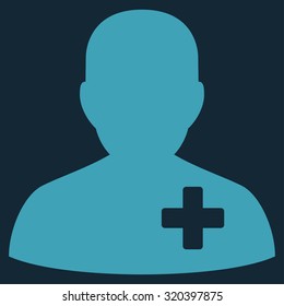 Medical Volunteer vector icon. Style is flat symbol, blue color, rounded angles, dark blue background.