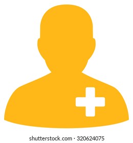 Medical Volunteer vector icon. Style is flat symbol, yellow color, rounded angles, white background.