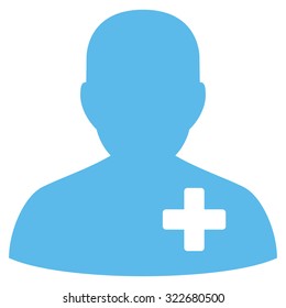 Medical Volunteer vector icon. Style is flat symbol, blue color, rounded angles, white background.