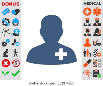 Medical Volunteer vector icon. Style is flat symbol, cobalt color, rounded angles, white background.