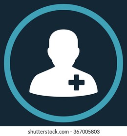 Medical Volunteer vector icon. Style is bicolor flat circled symbol, blue and white colors, rounded angles, dark blue background.