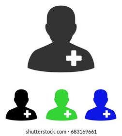 Medical Volunteer vector pictograph. Illustration style is a flat iconic colored symbol with different color versions.