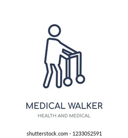 medical Walker icon. medical Walker linear symbol design from Health and Medical collection. Simple outline element vector illustration on white background