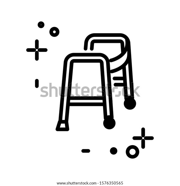 Medical Walker Isolated Line Icon Hospital Stock Vector Royalty