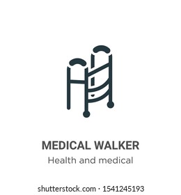 Medical walker vector icon on white background. Flat vector medical walker icon symbol sign from modern health and medical collection for mobile concept and web apps design.