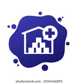 medical warehouse icon, storage facility vector