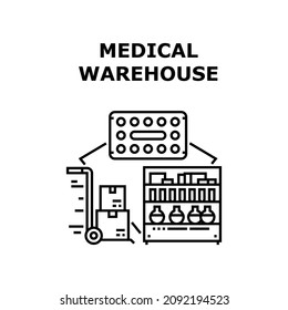 Medical Warehouse Vaccine Box. Construction Shelf. Dispensary Shop. Pharmacy Storage. Distribution Medical Warehouse