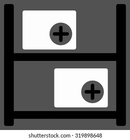 Medical Warehouse vector icon. Style is bicolor flat symbol, black and white colors, rounded angles, gray background.