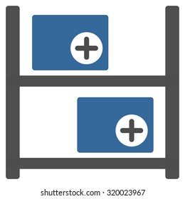 Medical Warehouse vector icon. Style is bicolor flat symbol, cobalt and gray colors, rounded angles, white background.