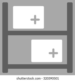 Medical Warehouse vector icon. Style is bicolor flat symbol, dark gray and white colors, rounded angles, silver background.