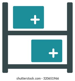 Medical Warehouse vector icon. Style is bicolor flat symbol, soft blue colors, rounded angles, white background.
