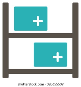Medical Warehouse vector icon. Style is bicolor flat symbol, grey and cyan colors, rounded angles, white background.