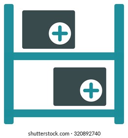 Medical Warehouse vector icon. Style is bicolor flat symbol, soft blue colors, rounded angles, white background.