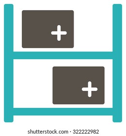 Medical Warehouse vector icon. Style is bi-color flat symbol, grey and cyan colors, rounded angles, white background.