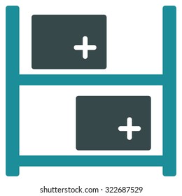 Medical Warehouse vector icon. Style is bicolor flat symbol, soft blue colors, rounded angles, white background.