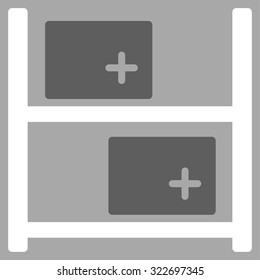 Medical Warehouse vector icon. Style is bicolor flat symbol, dark gray and white colors, rounded angles, silver background.