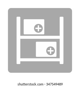 Medical Warehouse vector icon. Style is flat rounded square button, white and silver colors, white background.