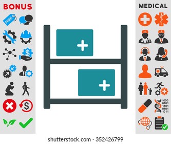 Medical Warehouse vector icon. Style is bicolor flat symbol, soft blue colors, rounded angles, white background.