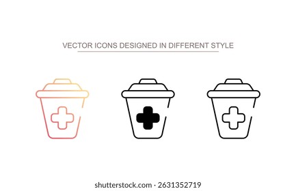 Medical Waste Box icon design with white background stock illustration