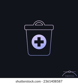 medical waste icon with a trash bin, vector