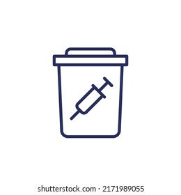 medical waste line icon on white