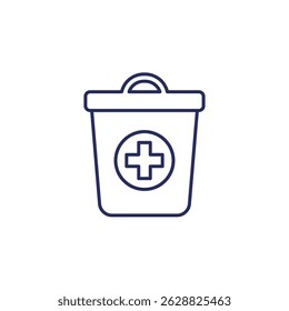 medical waste line icon with a trash bin