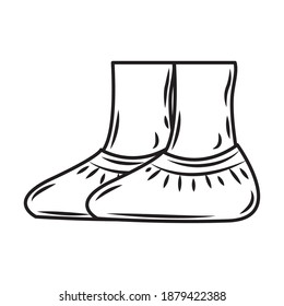 medical wear shoes covers protective equipment sketch icon vector illustration