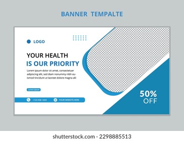 Medical web banner template.  For medical health cara and clinic. 