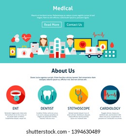 Medical Website Design. Vector Illustration. Health Flat Web Concept.