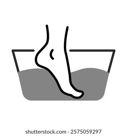 Medical Wet Treatment. Foot Care, Hygiene, Soothing Therapy. Vector Editable Stroke Icon.