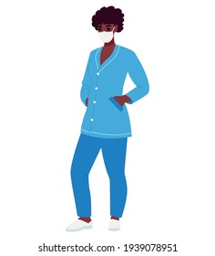 Medical woman character. African american nurse on an isolated white background. Flat vector illustration