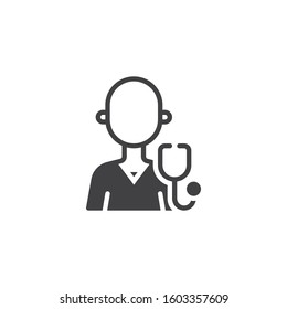 Medical worker avatar vector icon. filled flat sign for mobile concept and web design. Doctor with stethoscope glyph icon. Symbol, logo illustration. Vector graphics