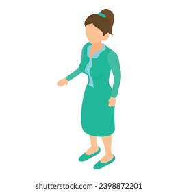 Medical worker icon isometric vector. Medical nurse or doctor woman in uniform. Woman, girl, character