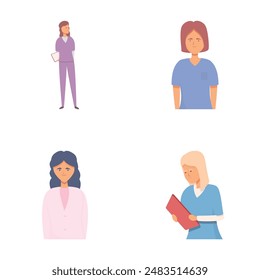 Medical worker icons set cartoon vector. Team of various medical specialist. Healthcare concept
