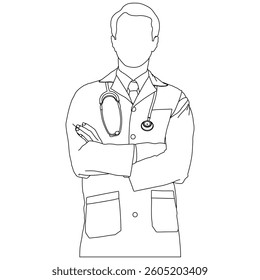 Medical worker Line Art vector design. Medical worker outline illustration design.
