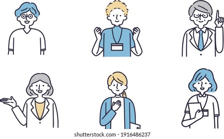 Medical worker male and female simple illustration 