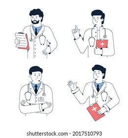 Medical worker portrait. Man doctor tells the diagnosis