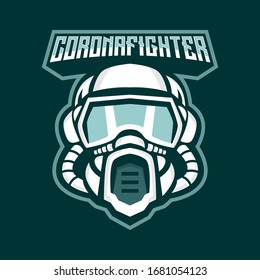 medical worker with protection mask ,corona fighter mascot vector